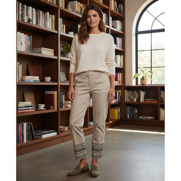 Ann Taylor Pants - ANN TAYLOR White Ankle Pants Sz 12 Curvy Fit Embroidered—NWT $109